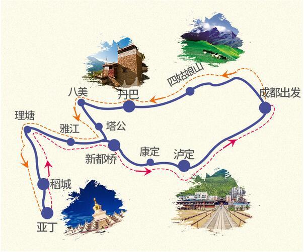 稻城亞丁自駕指南線路圖